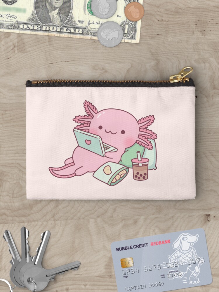 Thumbnail 3 of 4, Zipper Pouch, Cute Chilling Axolotl designed and sold by rustydoodle.
