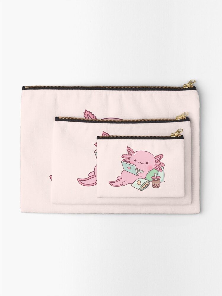 Thumbnail 2 of 4, Zipper Pouch, Cute Chilling Axolotl designed and sold by rustydoodle.