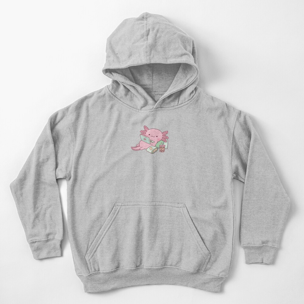 Cute Chilling Axolotl Kids Pullover Hoodie