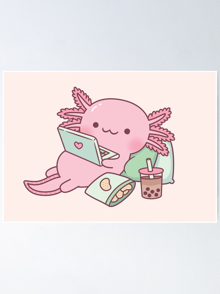 Funny Axolotl Gifts Kawaii Axolotl Art Graphic Cut Metal Print by