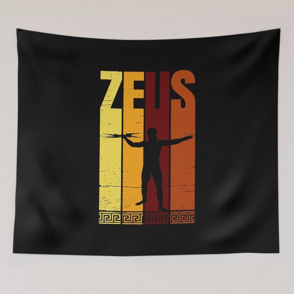 Item preview, Silhouette of Zeus holding thunderbolt distressed typography  designed and sold by Happy Puppy Print On Demand.