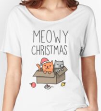 Meowy Weihnachtskatzen-Feiertags-Wortspiel Loose Fit T-Shirt