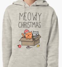 Meowy Christmas Cat Holiday Pun Pullover Hoodie