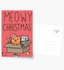 Meowy Weihnachtskatzen-Feiertags-Wortspiel Postkarten
