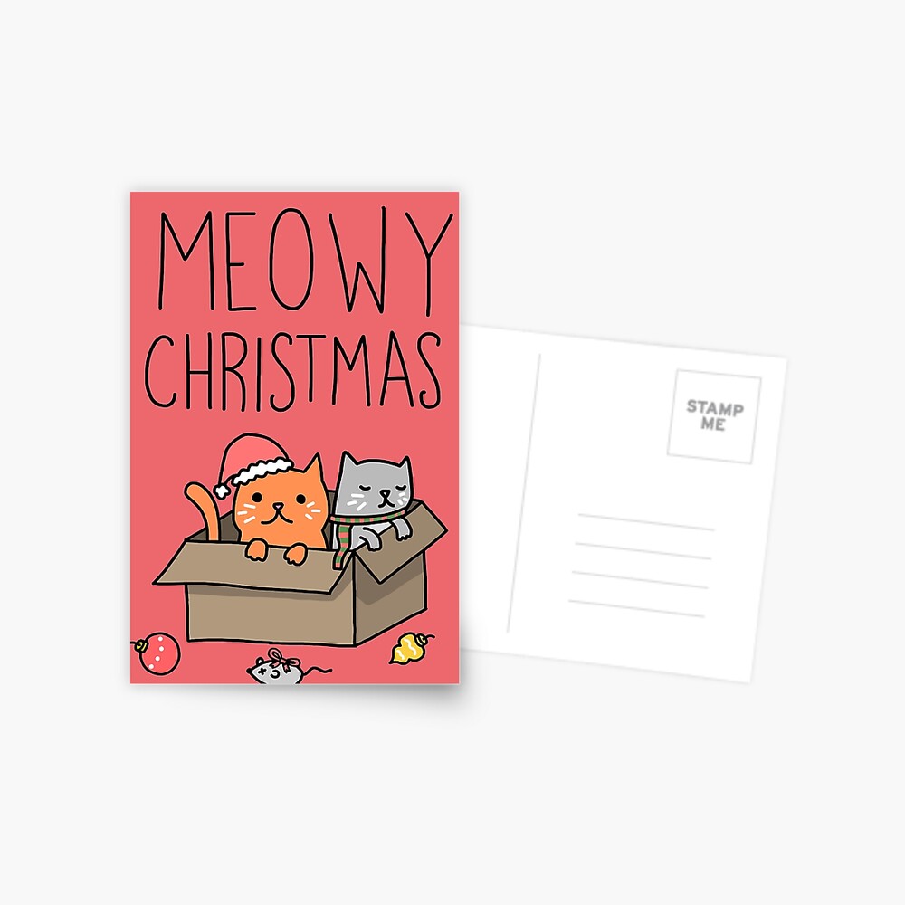 Meowy Christmas Cat Holiday Pun Postcard