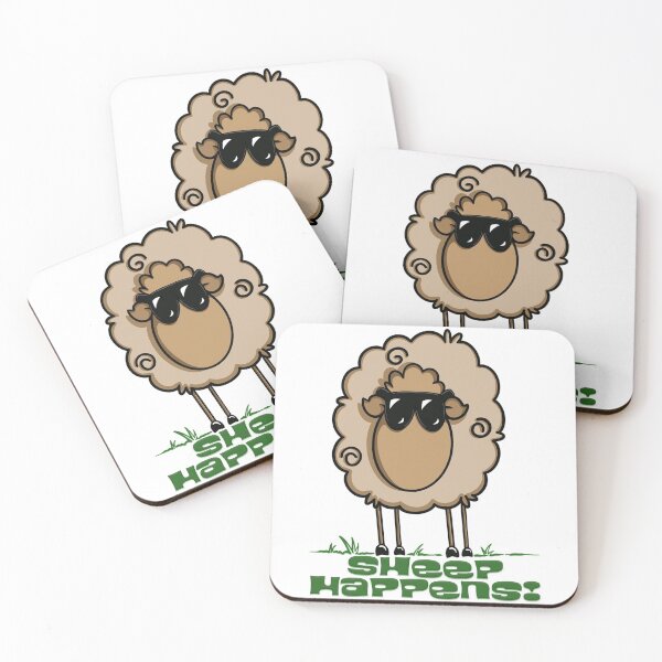 Item preview, Sheep Happens - Funny Cartoon Sheep Pun - Shit Happens designed and sold by ArtheUK.