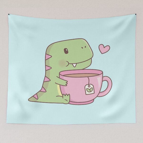 Item preview, Cute Little Dino Hugging Teacup designed and sold by rustydoodle.