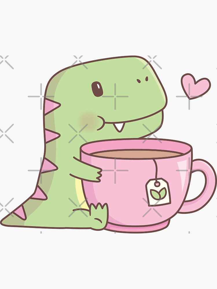 Cute Little Dino Loves Milk Sticker for Sale by rustydoodle