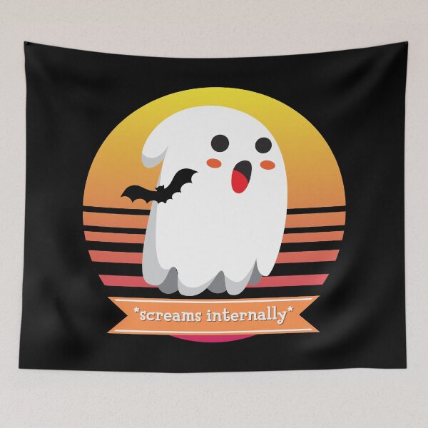 Item preview, Halloween Cute Ghost is Afraid of Bats *Screams Internally* designed and sold by Nathalie Aynié.