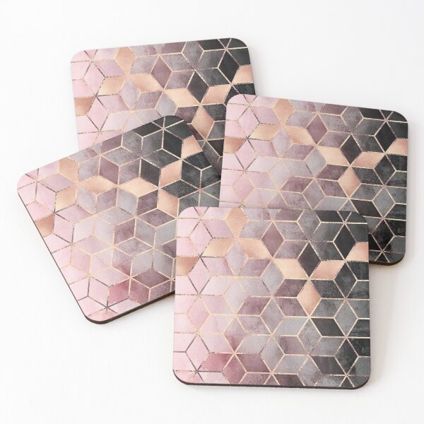Geometric Cubes Pattern Coasters (Set of 4)