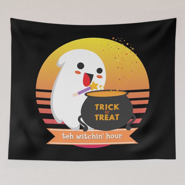 Item preview, Halloween Cute Ghost Witching Hour Trick or Treat Cauldron Magic Wand designed and sold by Nathalie Aynié.