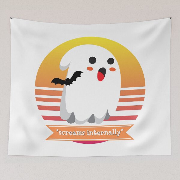 Item preview, Halloween Cute Ghost is Afraid of Bats *Screams Internally* designed and sold by Nathalie Aynié.