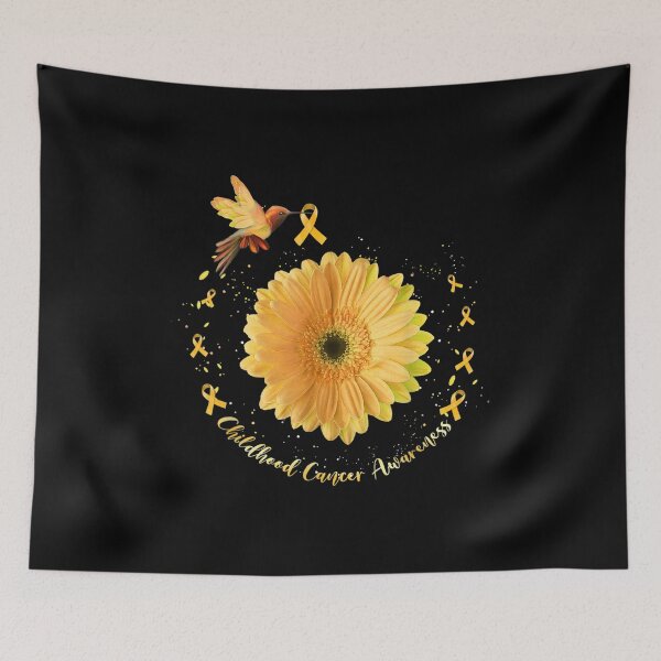Item preview, Hummingbird Yellow Sunflower Childhood Cancer Awareness designed and sold by Kentkroon.