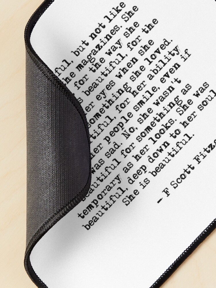 Alternate view of She was beautiful - F Scott Fitzgerald Mouse Pad