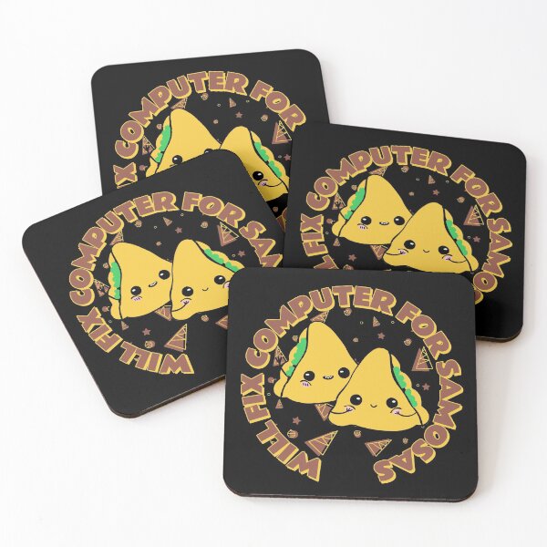 Item preview, Will Fix Computer for Samosas - programmer - nerd culture - brown, yellow and green designed and sold by hasbeenz.