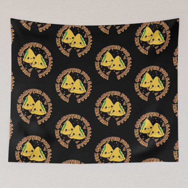 Item preview, Will Fix Computer for Samosas - programmer - nerd culture - brown, yellow and green designed and sold by hasbeenz.