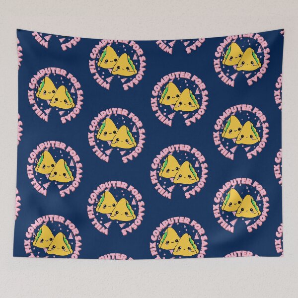 Item preview, Will Fix Computer for Samosas - programmer - nerd culture - pink, yellow and green designed and sold by hasbeenz.