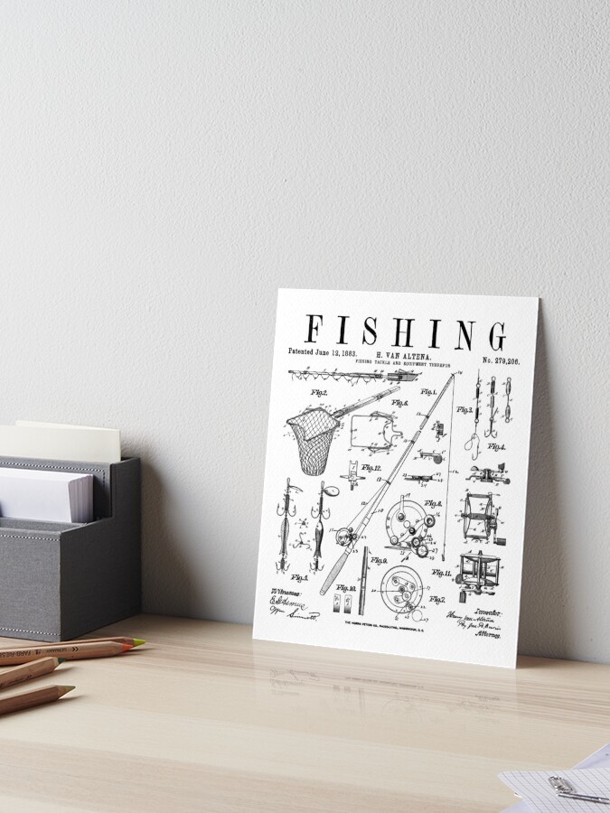 Fishing Reel Patent - Fishing Rod Art - Black And White Recessed Framed  Print by Patent Press