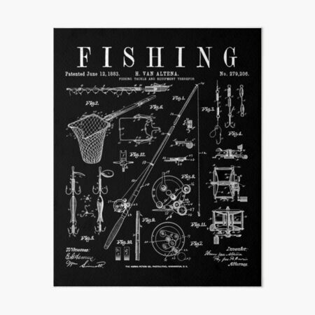 ONETECH Fishing Accessories Patent Print, Rod, Reel, Lures Wall