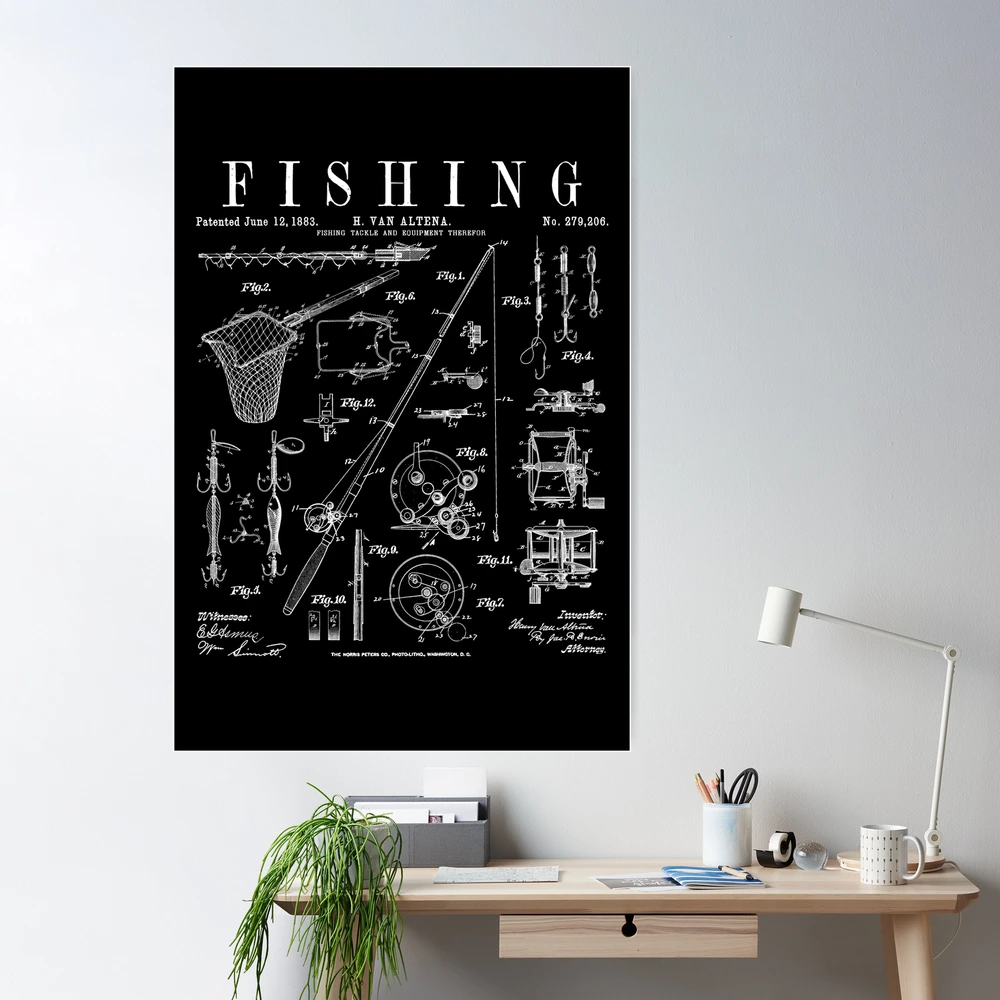 Fishing Rod Tackle Reel Lure Fisherman Vintage Patent Print Poster for  Sale by GrandeDuc