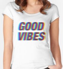 Good Vibes Techicolor Women's Fitted Scoop T-Shirt