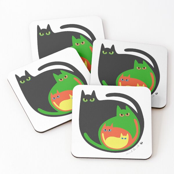 Item preview, Round coloured cats illustration designed and sold by Alexandra Kueny.