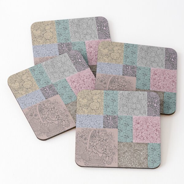 Item preview, Line art flower patchwork  designed and sold by fairytaleprints.