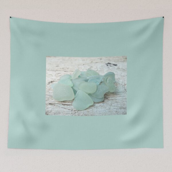 Item preview, Sea Foam Sea Glass Pieces on Pale Wood Light Blue Pastels designed and sold by Beachy.