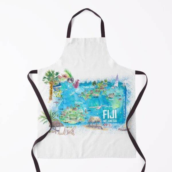 Item preview, Fiji Illustrated Polynesia Island Travel Map with Roads and Highlights designed and sold by artshop77.