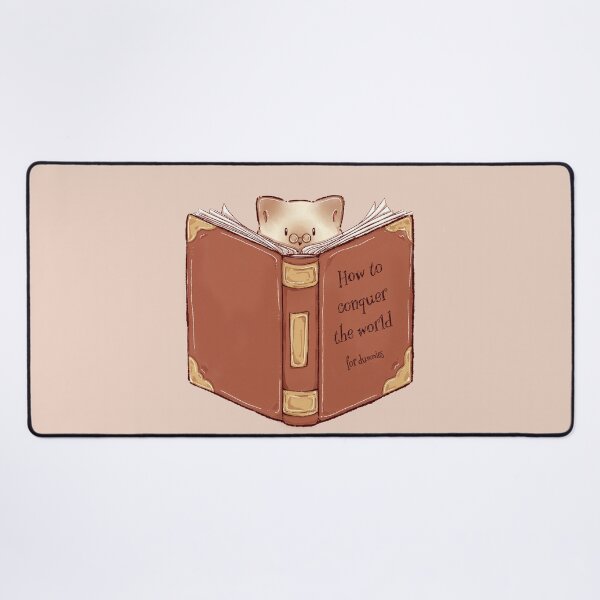 Item preview, Book lover cat reading "How to conquer the world for dummies" designed and sold by Denise, Denisn't.