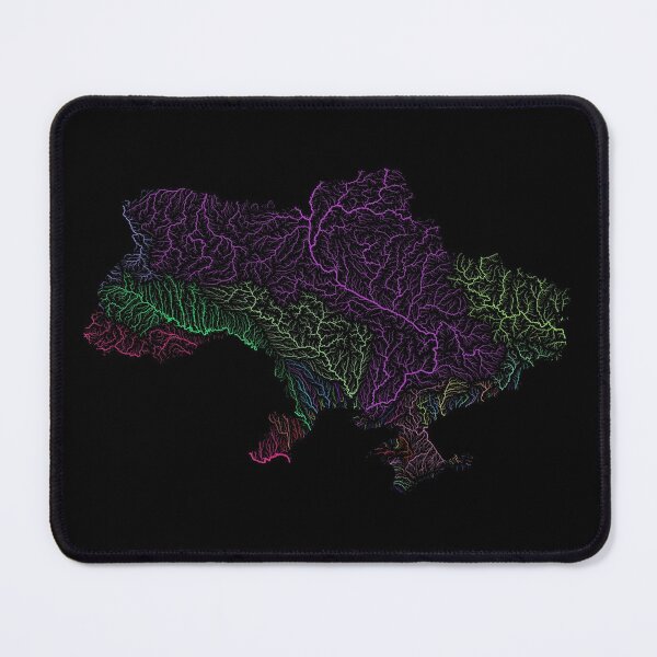 Item preview, Ukraine River Basin Map in Rainbow Colours with Black Background designed and sold by GrasshopperGeo.