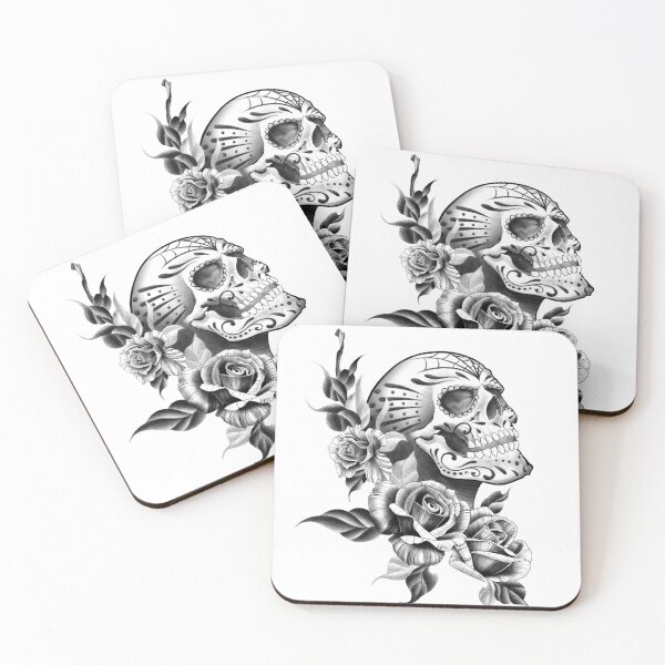 Item preview, Day of the Dead Skull with Flowers Tattoo Design designed and sold by Tyler Rosso.