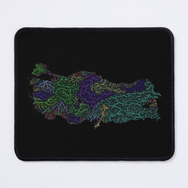 Item preview, Turkey River Basin Map in Rainbow Colours with Black Background designed and sold by GrasshopperGeo.