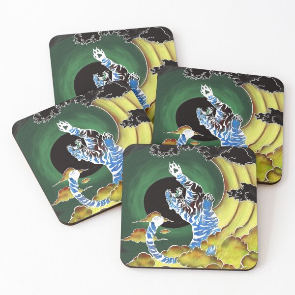 Item preview, Exotic Tiger Jumping Out of Japanese Style Waves and Clouds designed and sold by Tyler Rosso.