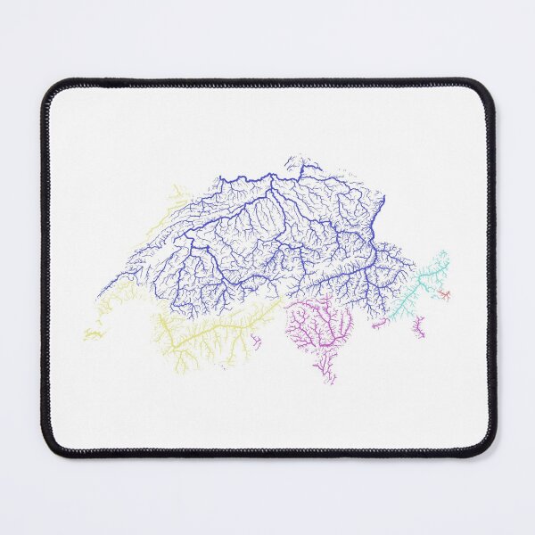 Item preview, Switzerland River Basin Map in Rainbow Colours with White Background designed and sold by GrasshopperGeo.