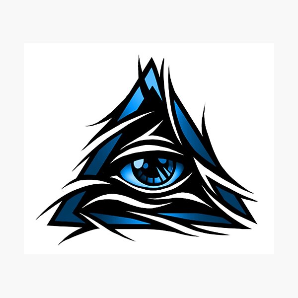 "Blue All Seeing Eye Tribal" Photographic Print by InkDOTInc Redbubble