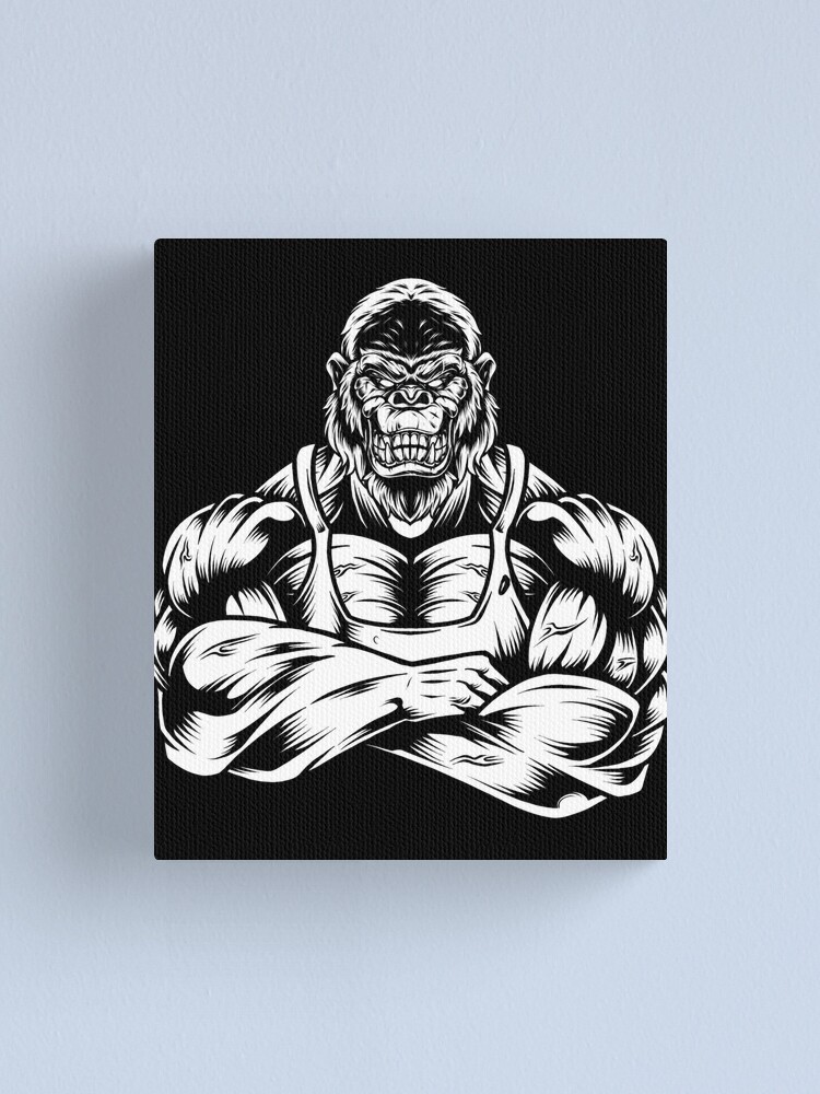 Strong ape gorilla gym workout bodybuilding fitness sport  Canvas