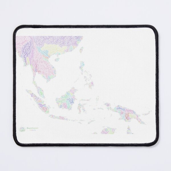 Item preview, Southeast Asia River Basin Map in Rainbow Colours with White Background designed and sold by GrasshopperGeo.