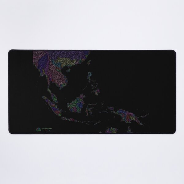 Item preview, Southeast Asia River Basin Map in Rainbow Colours with Black Background designed and sold by GrasshopperGeo.