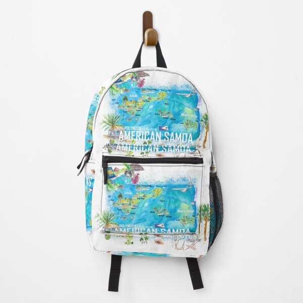 Item preview, American Samoa Illustrated Island Travel Map with Roads and Highlights designed and sold by artshop77.