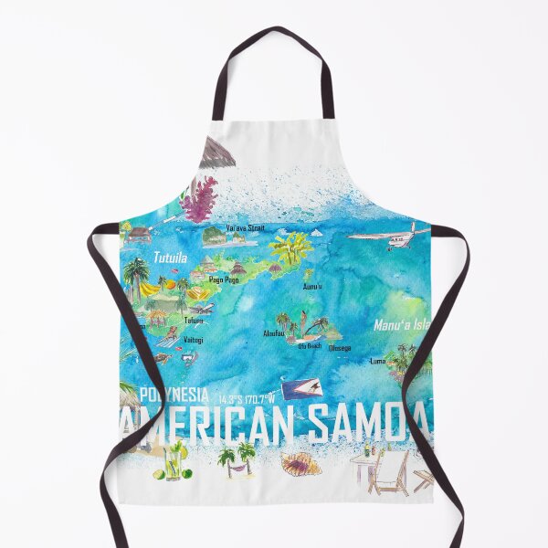 Item preview, American Samoa Illustrated Island Travel Map with Roads and Highlights designed and sold by artshop77.