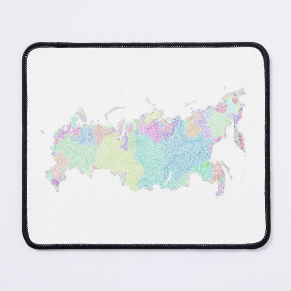 Item preview, Russia River Basin Map in Rainbow Colours with White Background designed and sold by GrasshopperGeo.