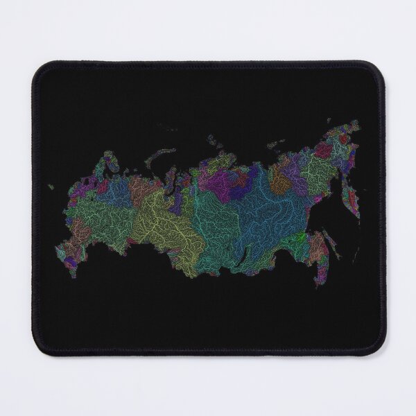 Item preview, Russia River Basin Map in Rainbow Colours with Black Background designed and sold by GrasshopperGeo.