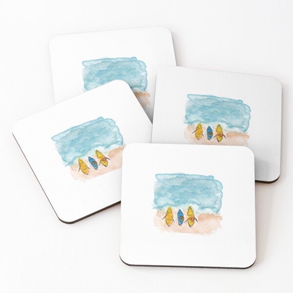 Item preview, Miniature watercolour and ink ”Small boats on beach” designed and sold by RoseMaryWP.