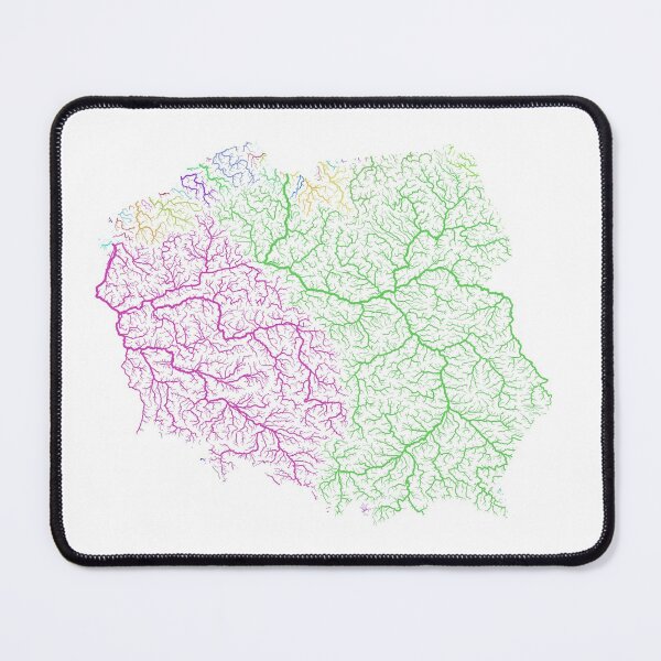Item preview, Poland River Basin Map in Rainbow Colours with White Background designed and sold by GrasshopperGeo.