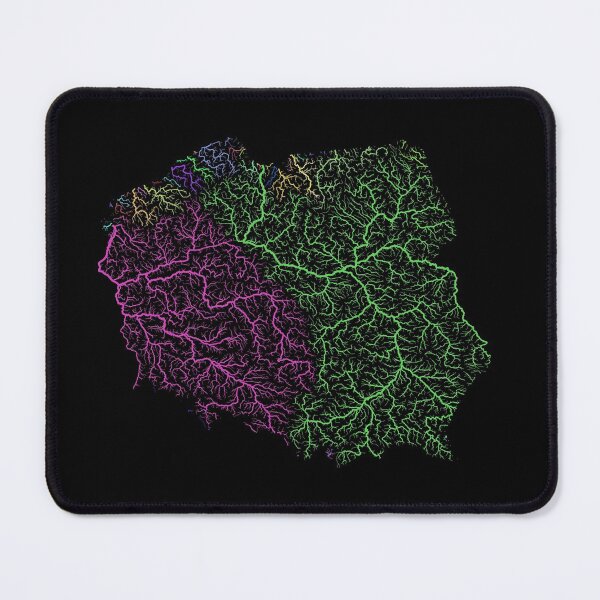 Item preview, Poland River Basin Map in Rainbow Colours with Black Background designed and sold by GrasshopperGeo.