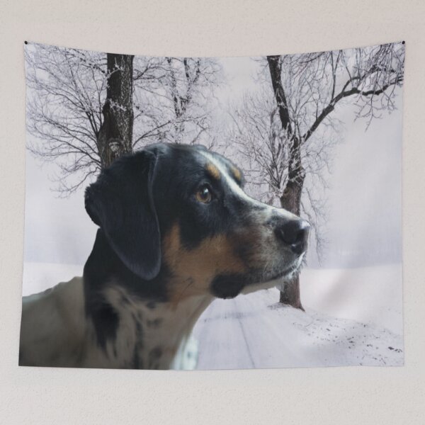 Item preview, dog on snow designed and sold by SHOPILIE.