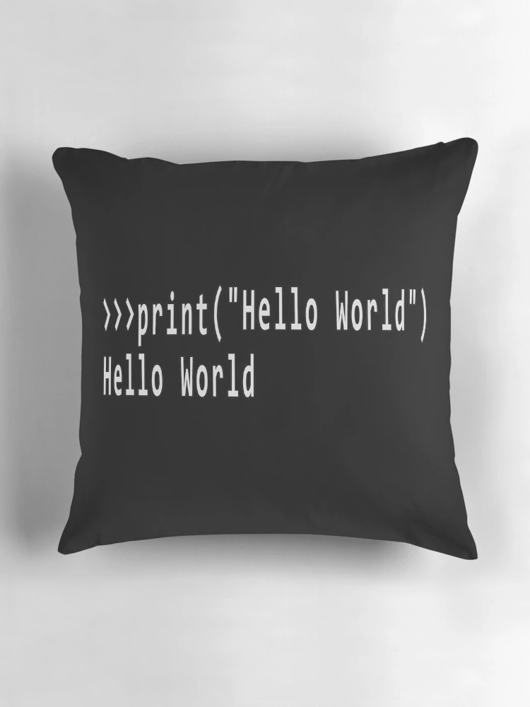 Thumbnail 3 of 4, Pillow, Hello World Python Code designed and sold by FridPix.