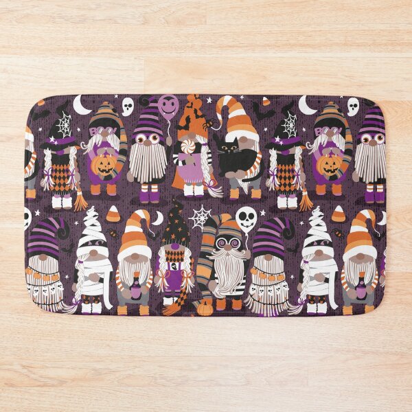 Item preview, Boo-tiful gnomes // purple beet background fun little creatures black grey purple and orange dressed for halloween designed and sold by SelmaCardoso.