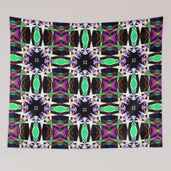 Item preview, Bright Fresh Winter White Black Green Purple Geometric Pattern Mosaic designed and sold by PatternPerfect.